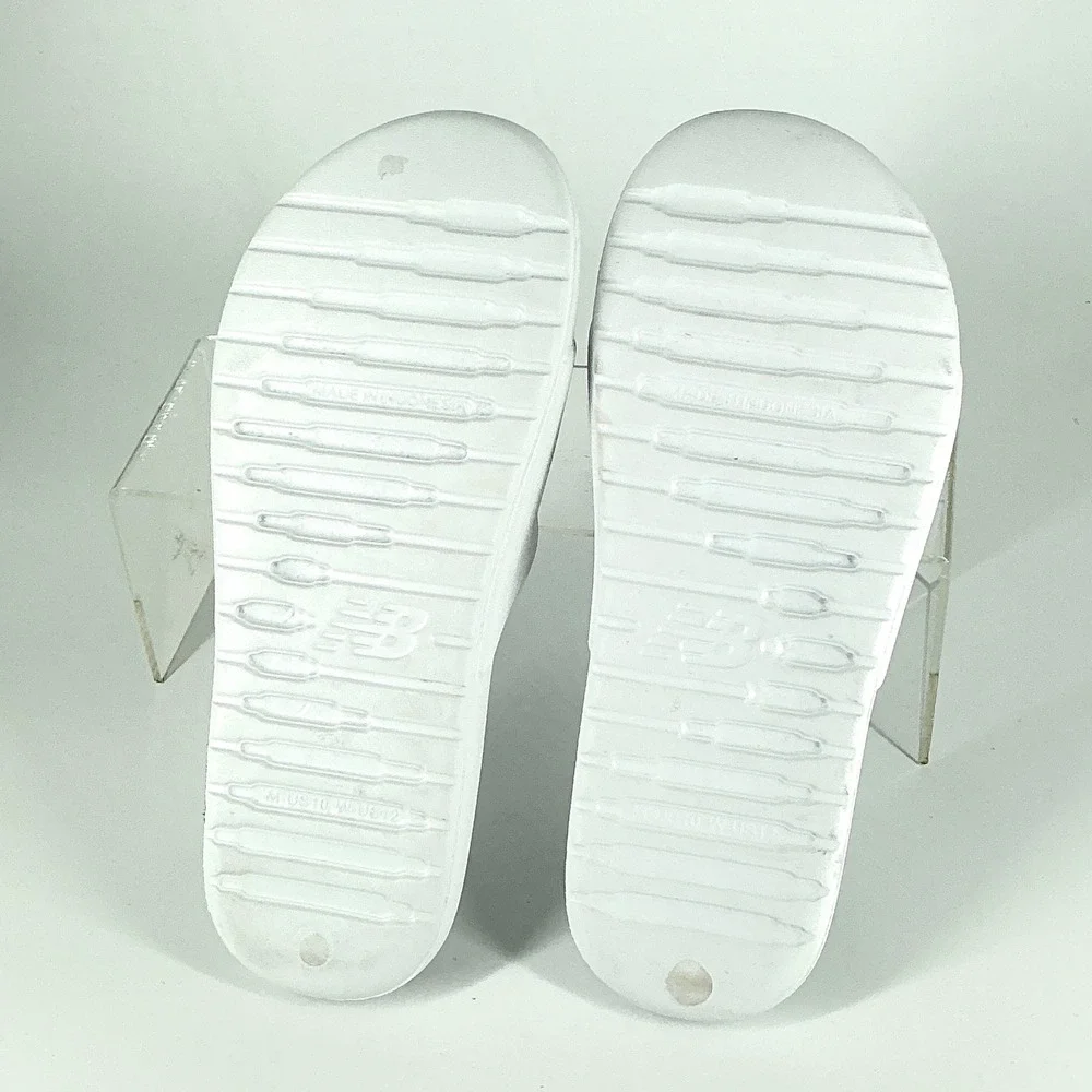 New Balance Mens Size 10 100 Slide Sandals NEW White Black Logo $40